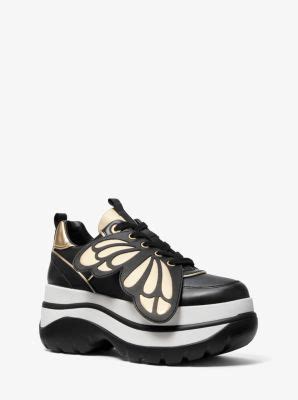 michael michael kors felicia butterfly embellished leather platform trainer|Felicia Leather Platform Trainer .